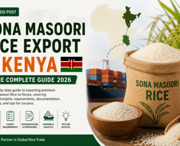 Premium Sona Masoori non-basmati rice grains packaged in burlap bags for international export markets.