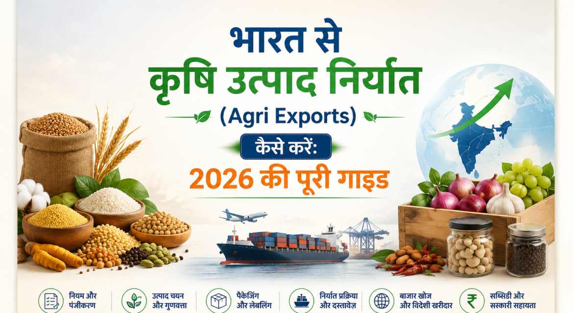भारत से कृषि उत्पाद निर्यात (Agri Exports) कैसे करें – 2026 की पूरी गाइड | भारतीय कृषि निर्यात प्रक्रिया